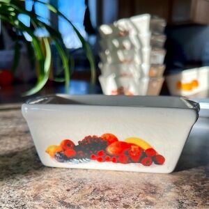 Set of 7 Ceramic Holiday Loaf Pan with Fruit Design